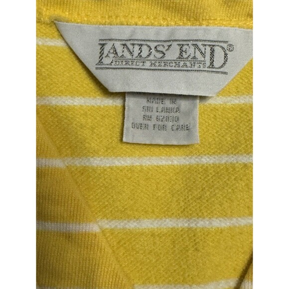 Lands End Women’s Yellow White Stripe Long Sleeve Button Down Shirt Jacket Small - Picture 6 of 7